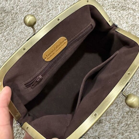 Vintage Style Distressed Woven Cowhide Handmade Kisslock Bag/Multi Use Style Bag - Picture 15 of 16